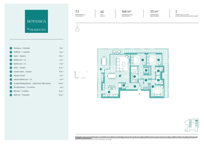 Apartamento T3 para Venda em Quarteira Planta 1
