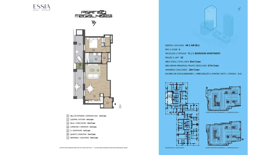 Apartamento T1 para Venda em Bonfim Planta 1