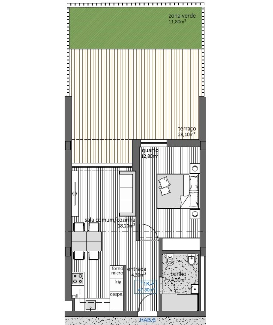 Apartamento T1 para Venda em São Mamede de Infesta e Senhora da Hora Planta 1