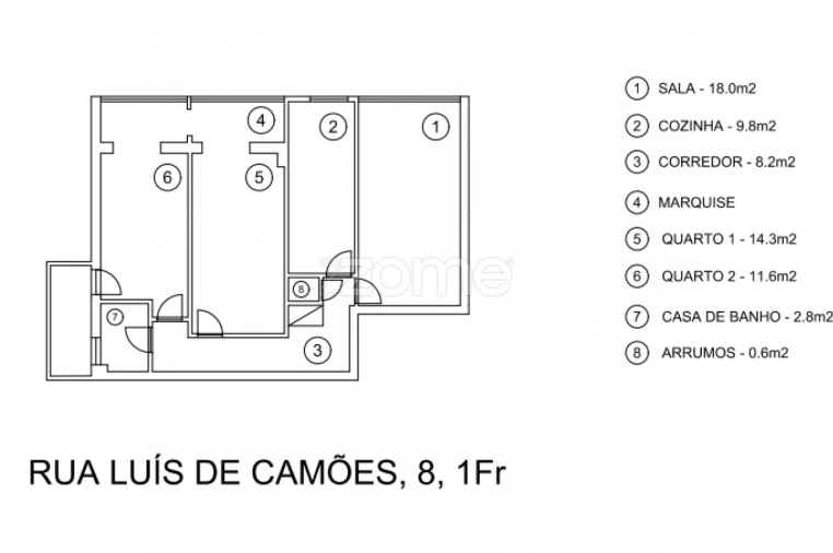 Apartamento T2 para Venda em Águas Livres Planta 1