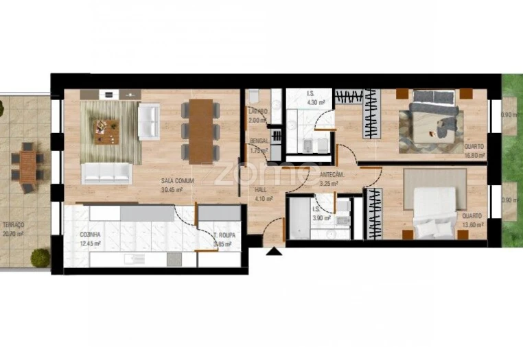 Apartamento T2 para Arrendamento em Ajuda Planta 1