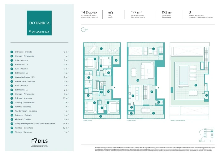 Apartamento T4 para Venda em Quarteira Planta 1