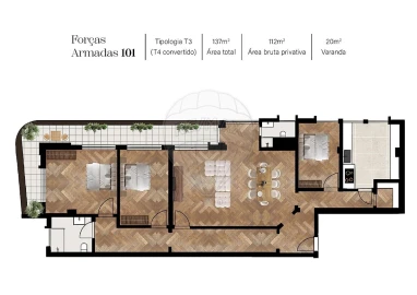 Apartamento T3 para Venda em Avenidas Novas