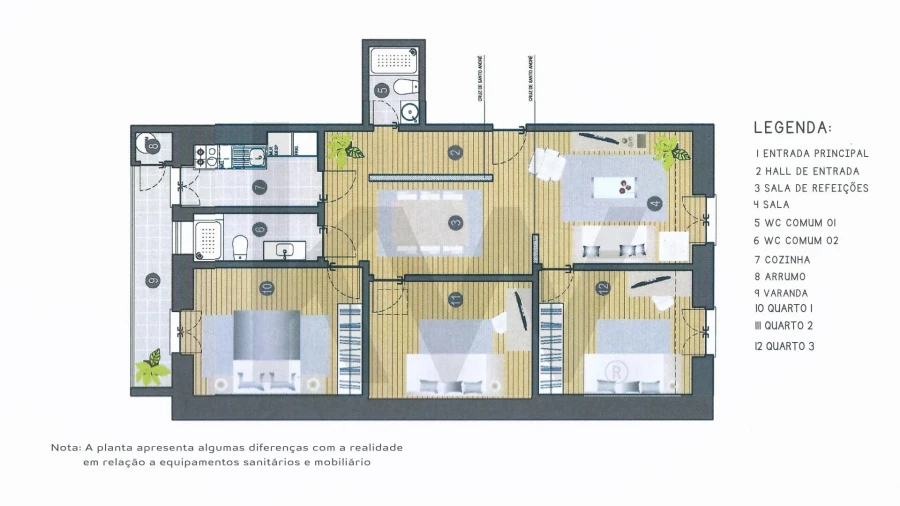 Apartamento T3 para Venda em Santo António Planta 1