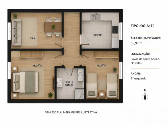Apartamento T2 para Venda em Póvoa de Santo Adrião e Olival Basto Planta 1