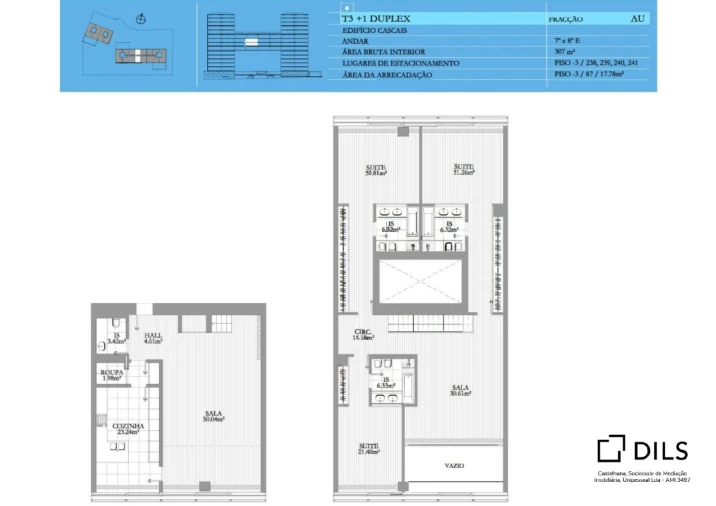 Apartamento T3 para Venda em Cascais e Estoril Planta 1