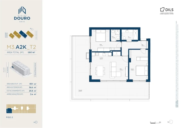 Apartamento T2 para Venda em Canidelo Planta 1