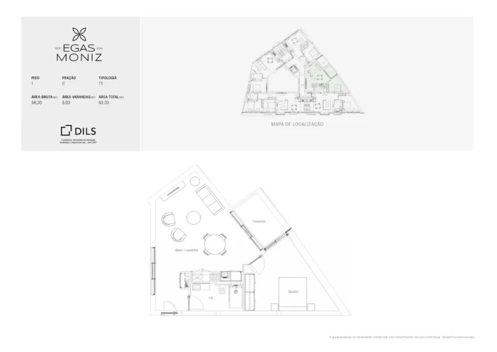 Apartamento T1 para Venda em Cedofeita, Santo Ildefonso, Sé, Miragaia, São Nicolau e Vitória Planta 1