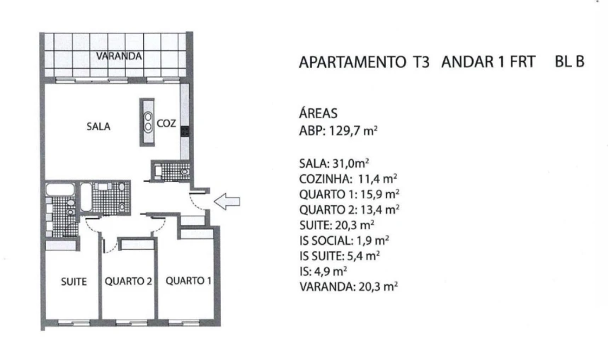Apartamento T3 para Arrendamento em Alcabideche Planta 1