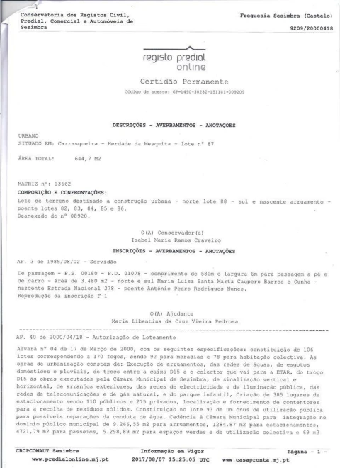 Terreno para Venda em Azeitão (São Lourenço e São Simão)