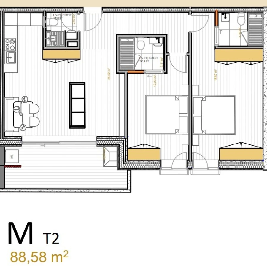 Apartamento T2 para Venda em Portimão Planta 1