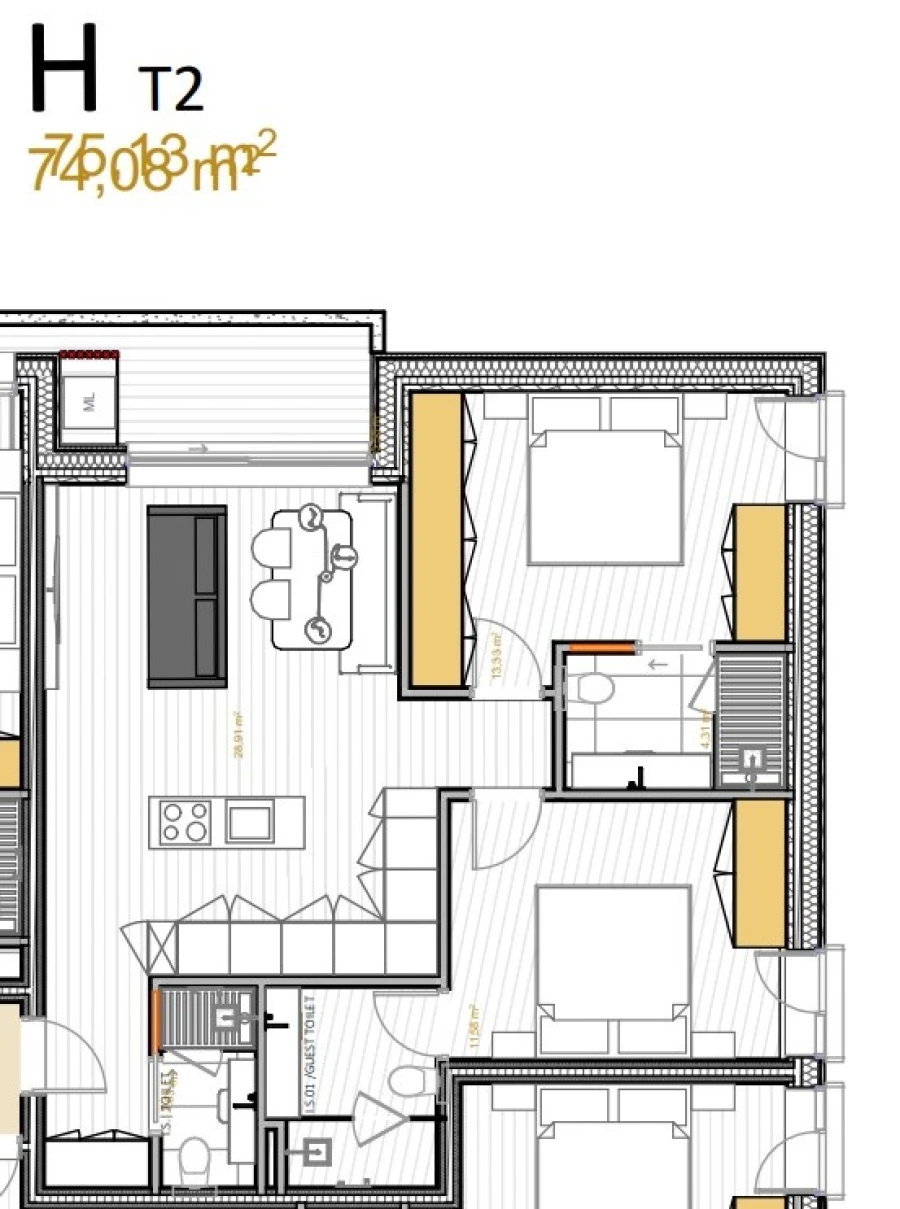 Apartamento T2 para Venda em Portimão Planta 1