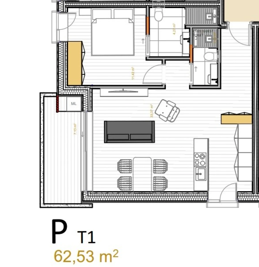 Apartamento T1 para Venda em Portimão Planta 1