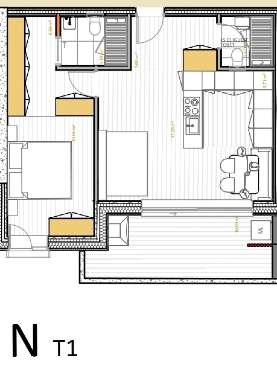 Apartamento T1 para Venda em Portimão Planta 1