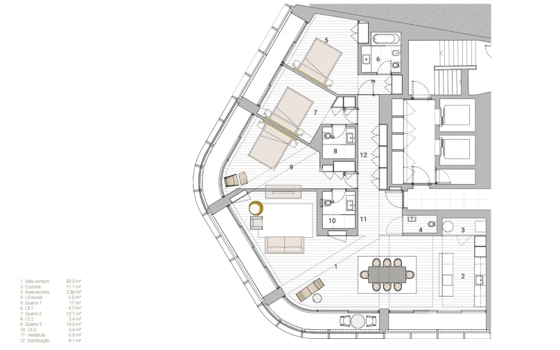 Apartamento T3 para Arrendamento em Santo António Planta 1