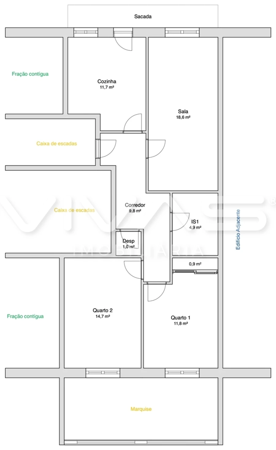 Apartamento T2 para Arrendamento em Vila Verde e Barbudo Planta 1