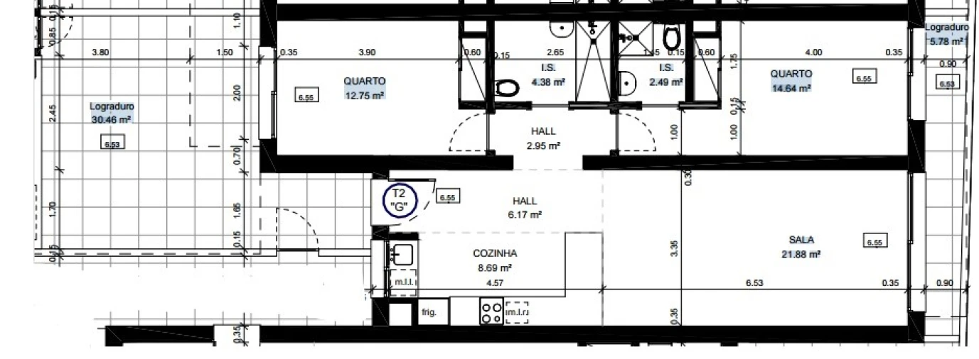 Apartamento T2 para Venda em Conceição e Cabanas de Tavira Planta 1