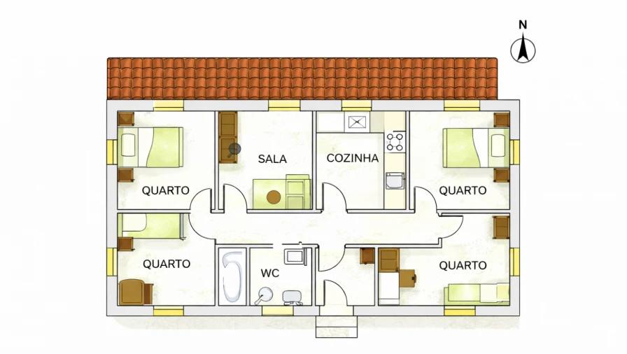 Moradia T4 para Venda em Garvão e Santa Luzia Planta 1