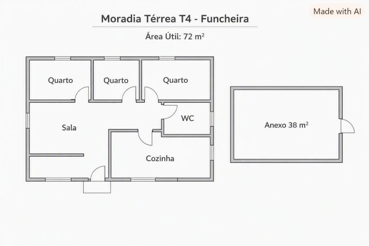Moradia T4 para Venda em Garvão e Santa Luzia Planta 1