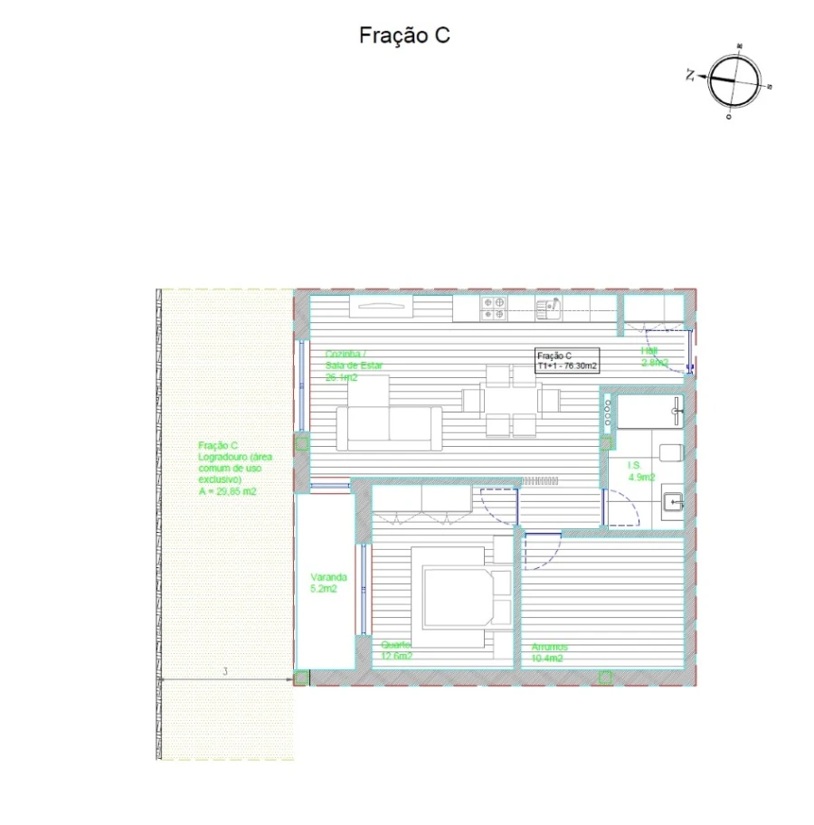 Apartamento T1 para Venda em Barcelos, V.Boa, V.Frescainha Planta 1