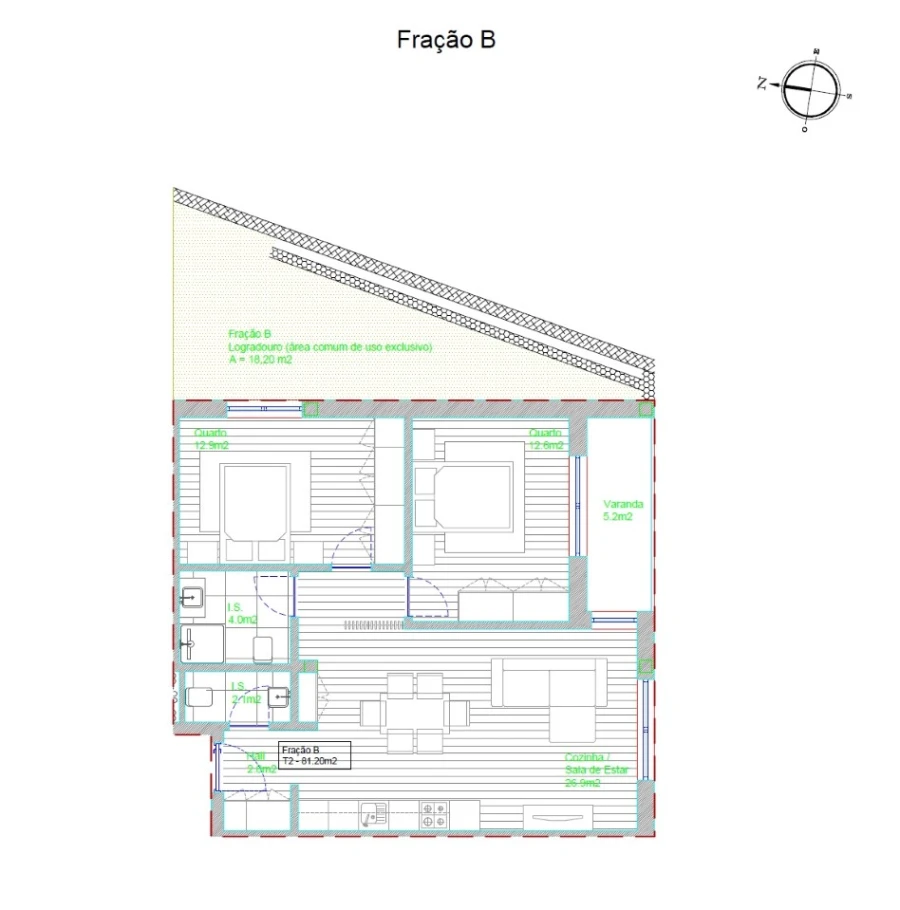 Apartamento T2 para Venda em Barcelos, V.Boa, V.Frescainha Planta 1