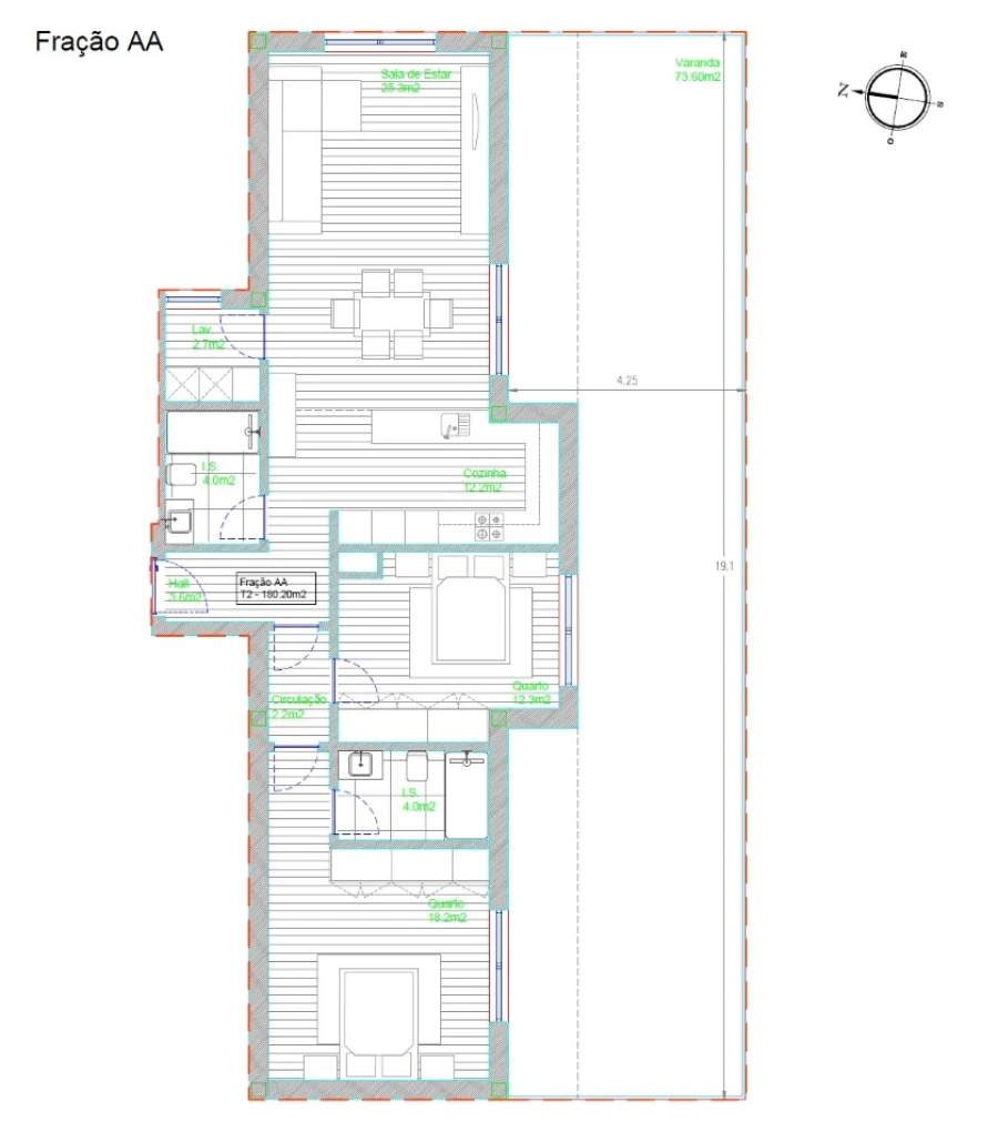 Apartamento T2 para Venda em Barcelos, V.Boa, V.Frescainha Planta 1