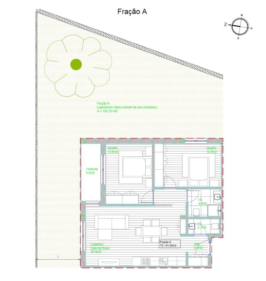 Apartamento T2 para Venda em Barcelos, V.Boa, V.Frescainha Planta 1