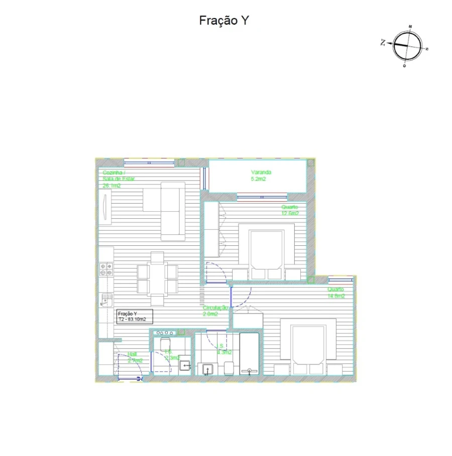 Apartamento T2 para Venda em Barcelos, V.Boa, V.Frescainha Planta 1