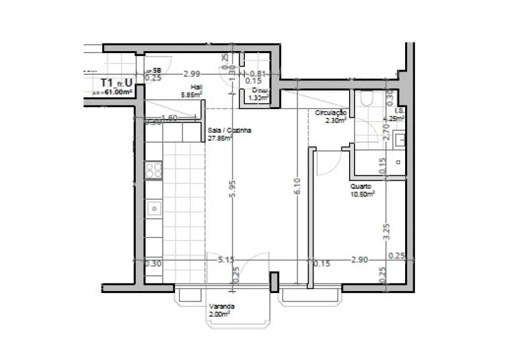 Apartamento T1 para Arrendamento em Santa Maria, São Pedro e Matacães Planta 1