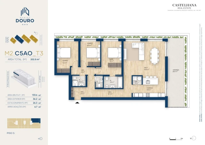 Apartamento T3 para Venda em Canidelo Planta 1