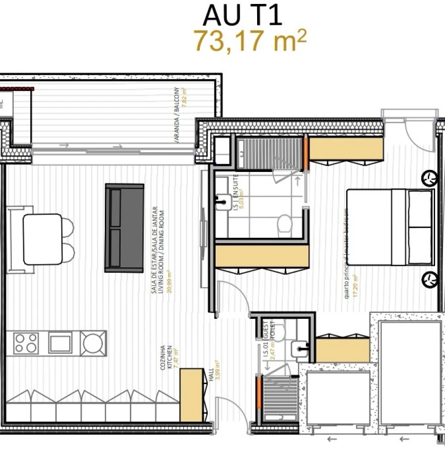 Apartamento T1 para Venda em Portimão Planta 1
