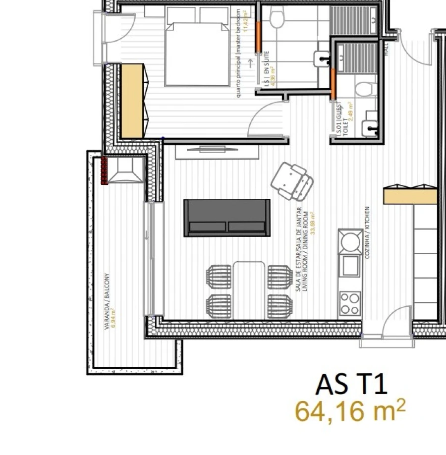 Apartamento T1 para Venda em Portimão Planta 1