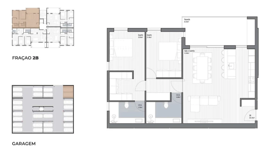Apartamento T2 para Venda em Poiares (Santo Andre) Planta 1