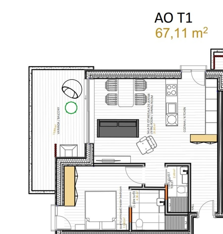 Apartamento T1 para Venda em Portimão Planta 1