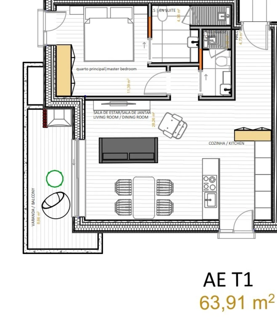 Apartamento T1 para Venda em Portimão Planta 1