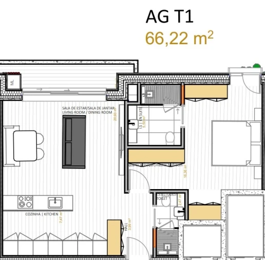 Apartamento T1 para Venda em Portimão Planta 1