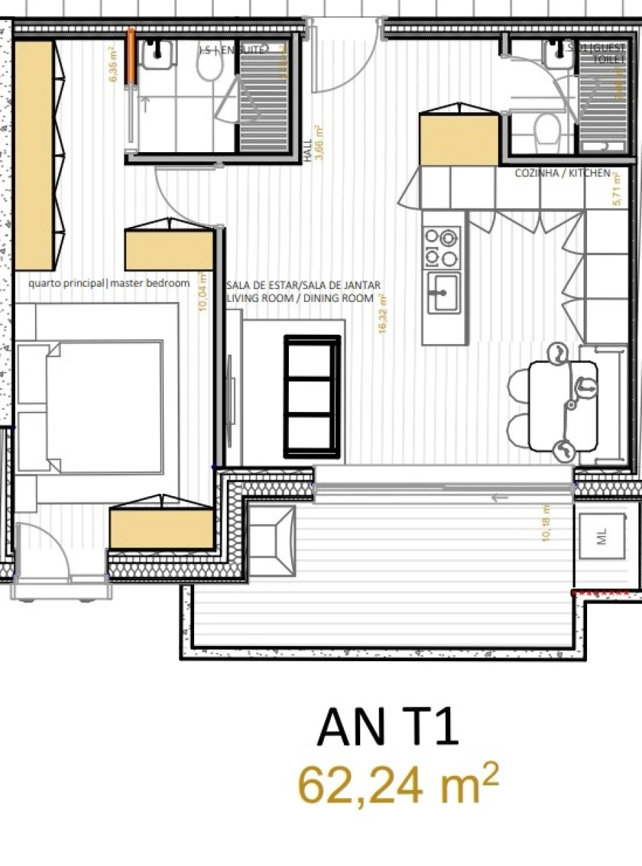 Apartamento T1 para Venda em Portimão Planta 1