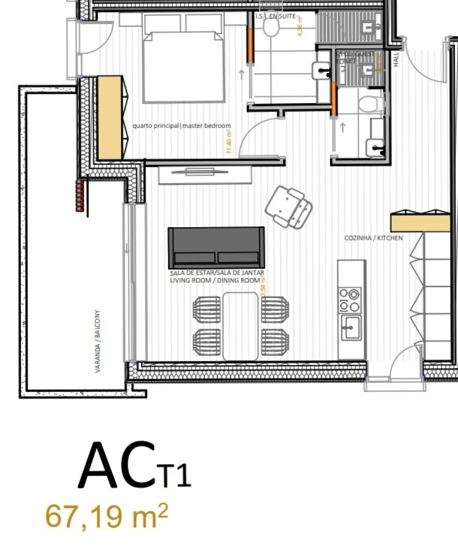 Apartamento T1 para Venda em Portimão Planta 1