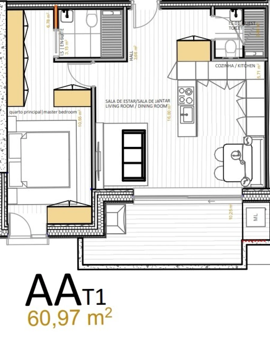 Apartamento T1 para Venda em Portimão Planta 1