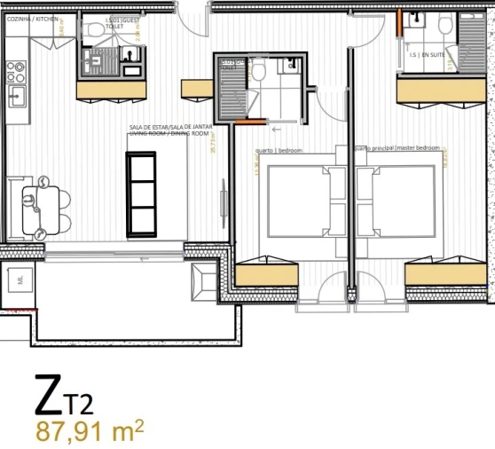 Apartamento T2 para Venda em Portimão Planta 1