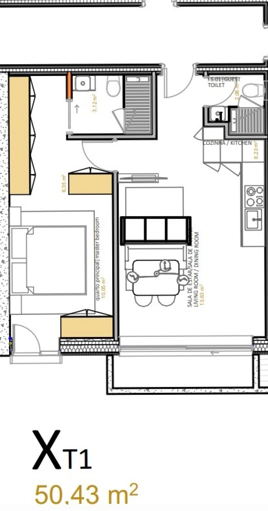 Apartamento T1 para Venda em Portimão Planta 1