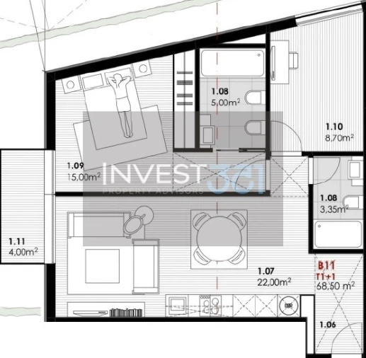 Apartamento T1 para Venda em Canidelo Foto 19