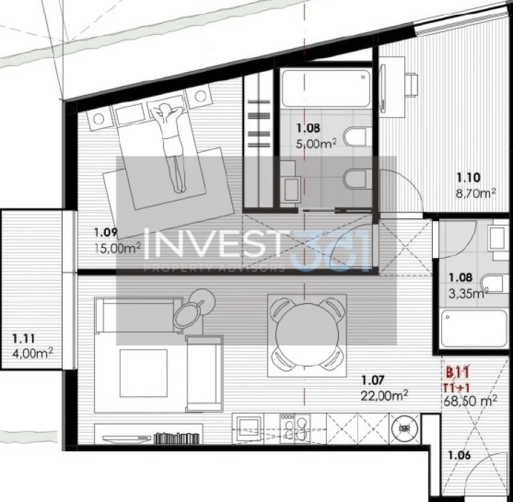 Apartamento T1 para Venda em Canidelo Foto 19