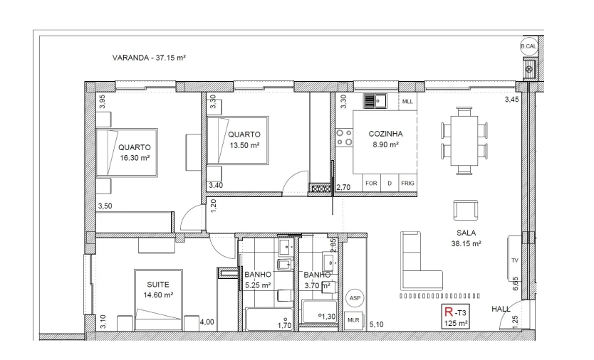 Apartamento T3 para Venda em Loureiro Planta 1