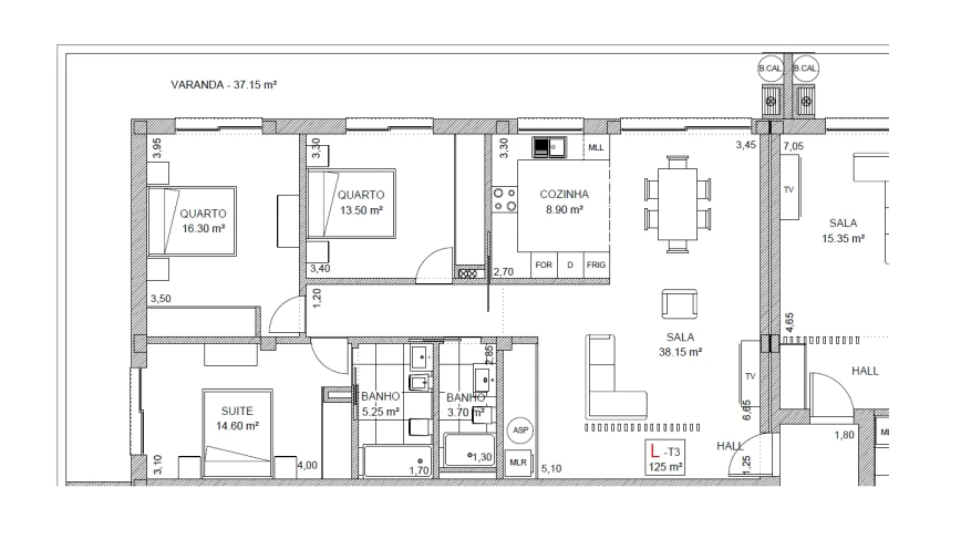 Apartamento T3 para Venda em Loureiro Planta 1