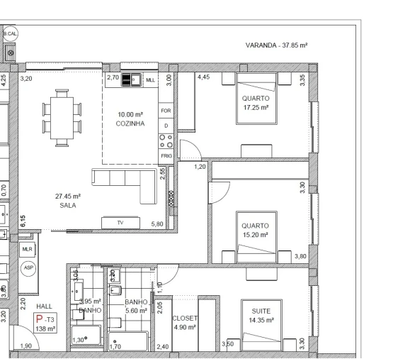Apartamento T3 para Venda em Loureiro Planta 1
