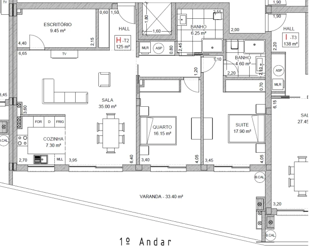 Apartamento T2 para Venda em Loureiro Planta 1