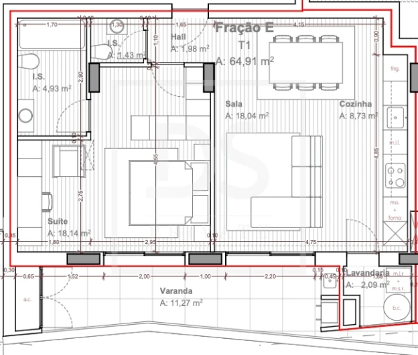 Apartamento T3 para Venda em Ferreiros e Gondizalves Planta 1