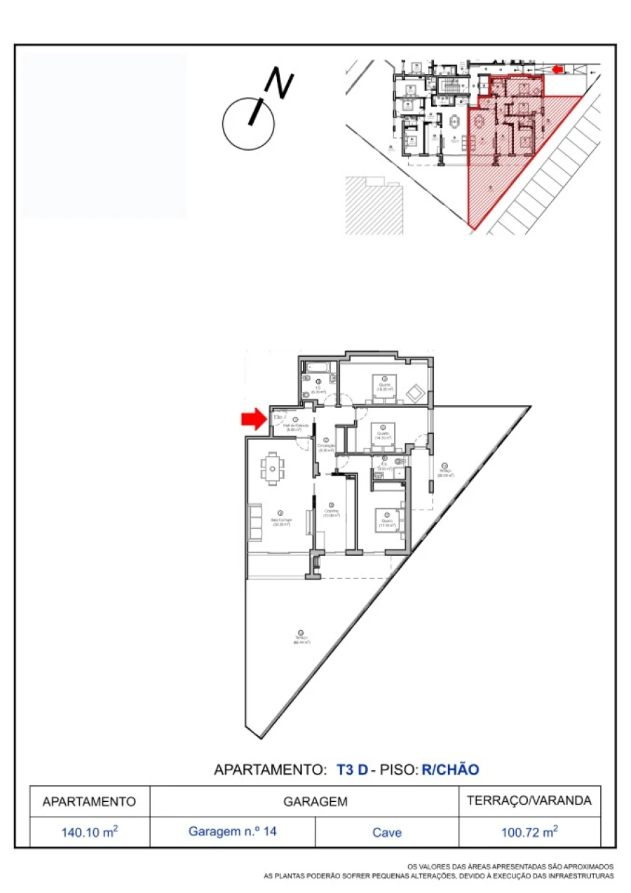 Apartamento T3 para Venda em Tavarede Planta 1