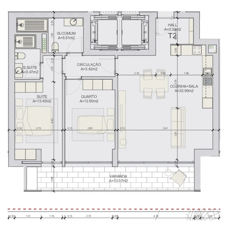 Apartamento T2 para Venda em Loures Planta 2